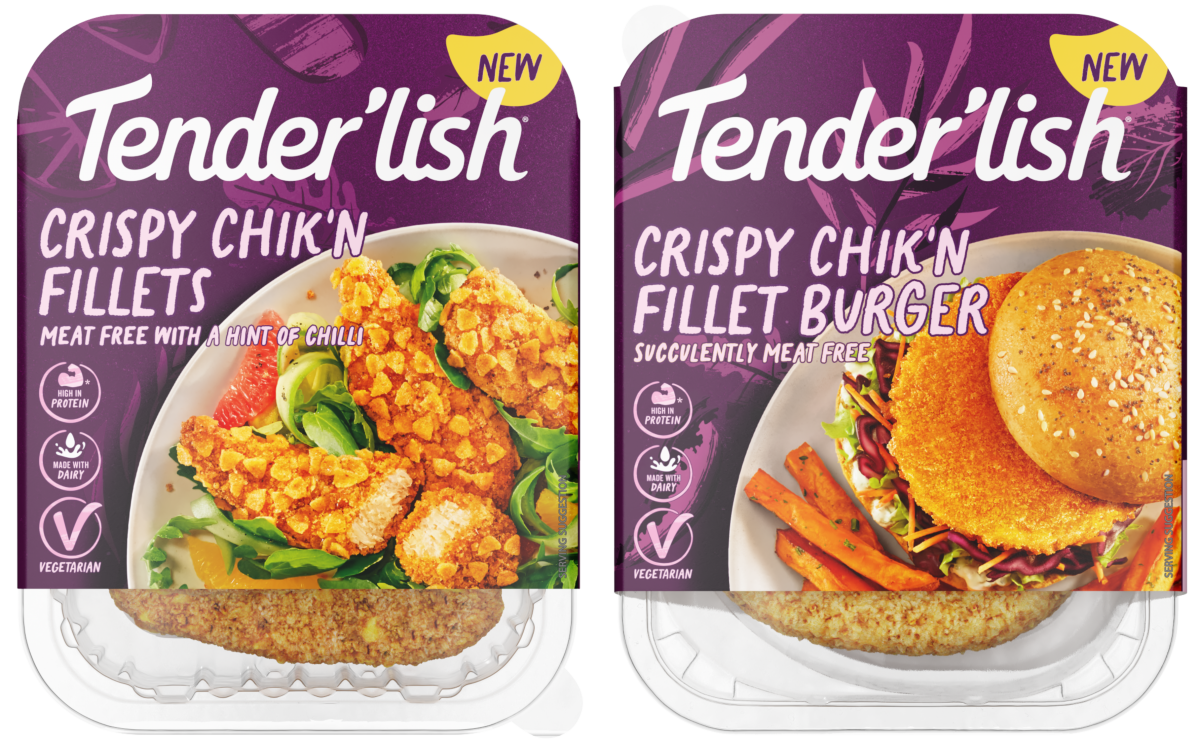 Tenderlish Packshots of Crispy Chik'n Fillets and Crispy Chik'n Fillet Burger